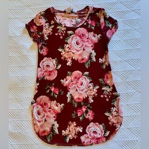 DISCREET Burgundy and Pink Floral Top